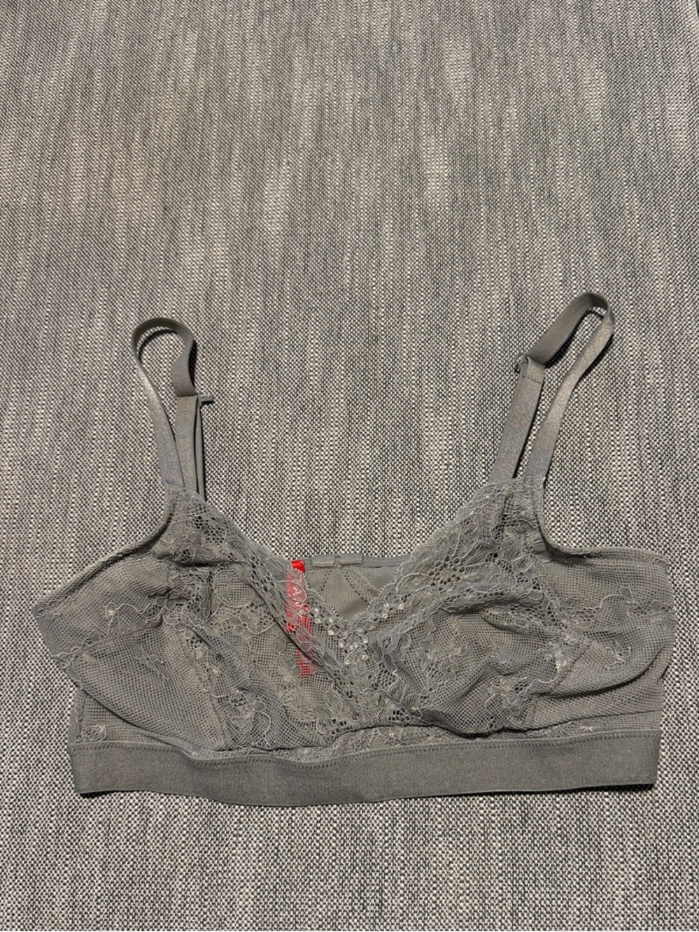 SPANX Lace-Trim Wireless Bralette - Gray